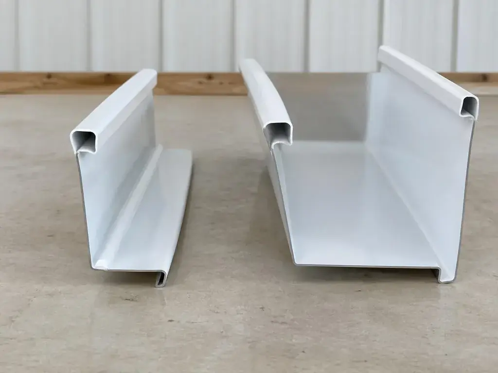 Profile comparison of 5-inch and 6-inch K-style gutters